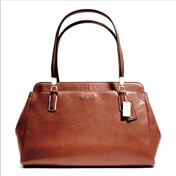 Coach Handbags - Coach Saddle Brown (British Tan) Pebble Leather Madison Kimberly Shoulder Bag